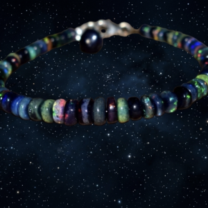 Pulsera de plata de ley 925, con cuentas de ópalo de fuego etíope Welo + 1 microdosis de Ayahuasca