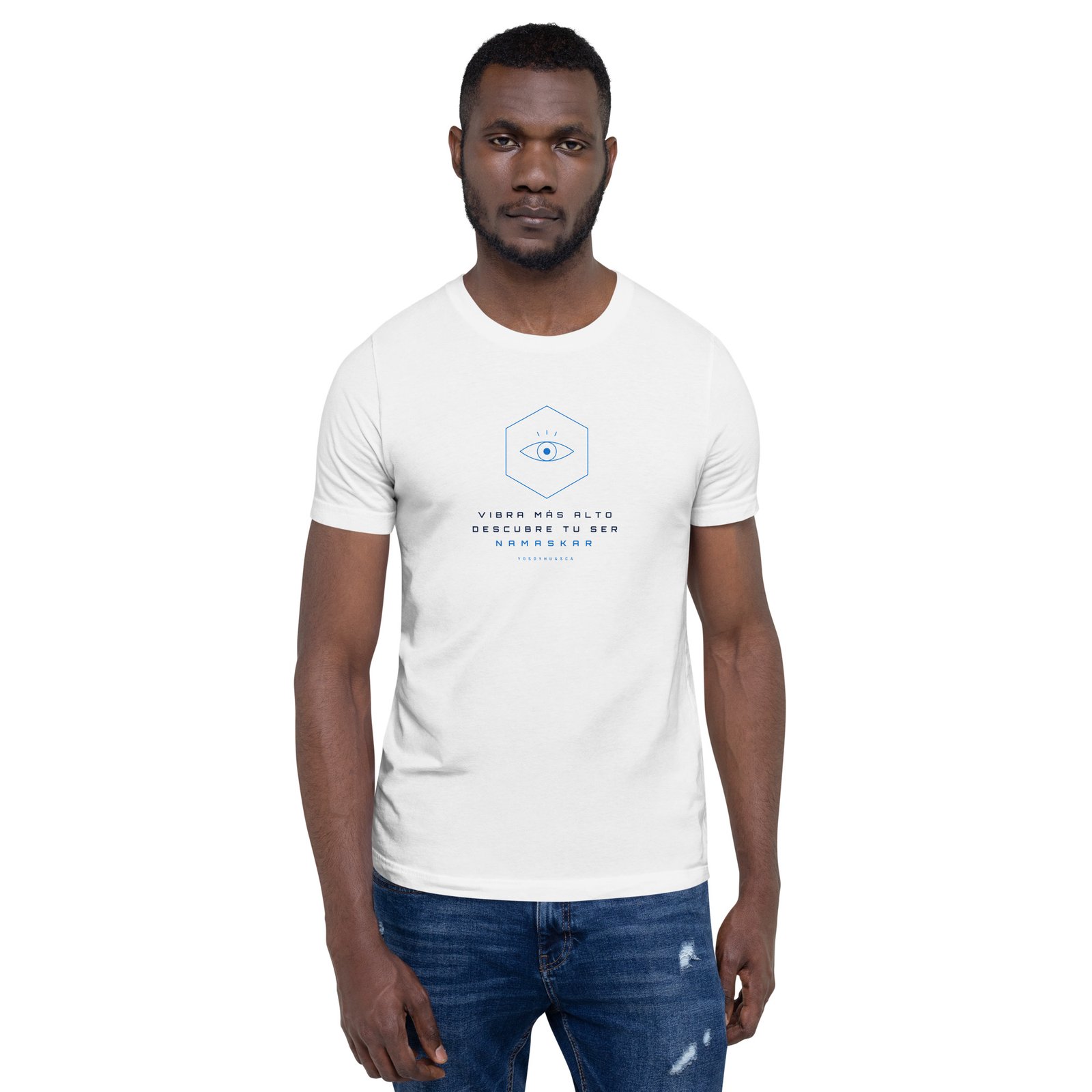 Playera Mantra · Línea Minimalista · YoSoYhuasca (Blanca) 5 Playera Mantra · Línea Minimalista · YoSoYhuasca (Blanca) – vista 5